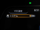 VDC 滑りやすい路面等で車が危険な状態になりそうな時に横滑りを低減し安全な状態に戻します。