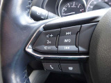 【ステアリングスイッチ】ステアリングスイッチは運転姿勢や視線を崩さずに操作が可能です。左側にはオーディオ類があります。