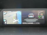 インパネ中央上部にあるマルチファンクションディスプレーでは各種車両情報をわかりやすくドライバーに伝えます。写真ではサイドビューカメラ作動時の画像を表示しています