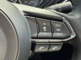 ステアリングスイッチで、先行車に自動追従するアダプティブクルーズコントロールが作動可能。設定した車速内での車間距離を自動で調整・維持。高速道路の渋滞時もアクセル・ブレーキ操作から解放されます。