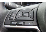 各種のコントロールスイッチが内蔵され、運転に集中できるステアリング。革巻き素材と造形が手にしっくり馴染みます。
