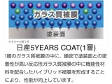 納車時ガラスコーティング施工承っております(有料)。5イヤーズコートはガラス質被膜1層でコーティングに求められる機能/特性を高いレベルで実現。2層被膜のプレミアム/3層被膜のエクセレントも施工可能です