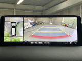 後方の映像に加えて車両周囲の表示も確認でき、駐車時の安全確認をサポートします。画面上には目安となるガイド線も表示され、周囲を目視で確認しながら活用できます。