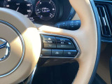 ステアリングスイッチで、先行車に自動追従するアダプティブクルーズコントロールが作動可能。設定した車速内での車間距離を自動で調整・維持。高速道路の渋滞時もアクセル・ブレーキ操作から解放されます。