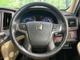 【純正革巻きステアリング】上質な革を使用することで、手にしっかり馴染みとても運転しやすいハンドルです♪