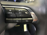 ハンドルの右側に追従機能の操作スイッチが付いています。高速道路などで、車が前の車との車間距離と速度を保ち追従していきます。高速道路でもアクセルを踏まずに運転することができるので疲労軽減できます。