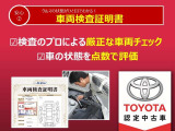 店頭にて、クルマの状態が一目で分かる査証明書を公開中。トヨタ認定検査員が厳しく検査し、状態を点数と図解で表示しています。修復歴はもちろん、傷やヘコミの箇所や程度がご確認いただけます。