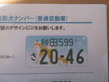 秋田犬希望ナンバー承ります。カラータイプです。
