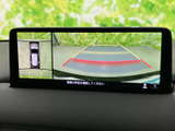 後方の映像に加えて車両周囲の様子も画面で確認でき、駐車時の周辺確認をサポートします。ガイドラインも表示されるため、車庫入れの際に目安としてお役立ていただけます。