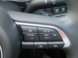 右のステアリングスイッチではクルーズコントロールの設定を行います。0km/h〜高速域まで設定可能です。