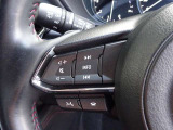 【ステアリングスイッチ】ステアリングスイッチは運転姿勢や視線を崩さずに操作が可能です。左側にはオーディオ類があります。
