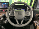 【純正革巻きステアリング】上質な革を使用することで、手にしっかり馴染みとても運転しやすいハンドルです♪