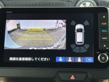 カラービジョンとガイド線で見やすい視点切替式のバックモニター。障害物センサーの検知状況を同時に表示できます