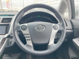 【純正革巻きステアリング】上質な革を使用することで、手にしっかり馴染みとても運転しやすいハンドルです♪