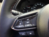 【ステアリングスイッチ】ステアリングスイッチは運転姿勢や視線を崩さずに操作が可能です。左側にはオーディオ類があります。