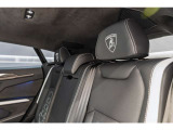 Embroidered Lamborghini shield on headrest