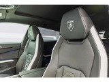 Embroidered Lamborghini shield on headrest