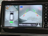 【アラウンドビューモニター】車を真上から見下ろしているかのように、状況を把握できます。4つのビュー「トップ・フロント・サイド・バックビュー」を切り替えることで狭い場所でも周囲が映像で確認できます!