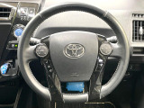 【純正革巻きステアリング】上質な革を使用することで、手にしっかり馴染みとても運転しやすいハンドルです♪