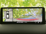 後方の映像と車両周辺を俯瞰した表示を確認でき、駐車時の安全確認をサポートします。画面のガイドを参考にしながら、後方の障害物や車両の位置を把握しやすい装備です。
