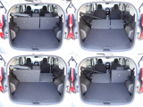乗車人数やお荷物に応じて後部座席をセパレートに倒すことが出来ます。充分なラゲッジスペースも確保。