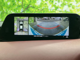 車両周辺の映像と上から見た表示を組み合わせ、駐車時に周囲との位置関係を確認しやすい画面です。ガイド表示も備わり、車庫入れや狭い場所での取り回しをサポートします。