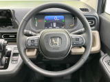 【純正革巻きステアリング】上質な革を使用することで、手にしっかり馴染みとても運転しやすいハンドルです♪