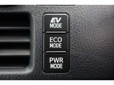 【ecoモード・EVモード切替スイッチ】燃費を重視した【ecoモード】や夜間や早朝・住宅街などでご使用いただくことが多い【EVモード】に切り替えるときには運転席横のスイッチを使用します。
