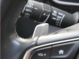 【減速セレクター】ステアリングホイールの左右に取り付けられた2つのパドルスイッチで減速の強さを調整。 左側の「-」を操作すると減速を強く、右側の「+」を操作すると減速を弱くすることができます。